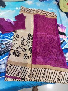 Pink Cream Preety Saree
