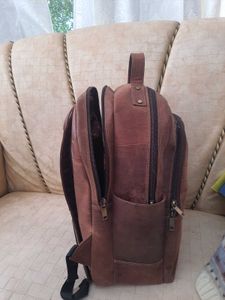 Genuine Leather Unisex Backpack And Perfume Set