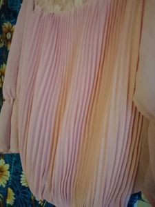 Pink Lace Pleated Top