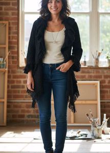 Fringe Trim Cardigan