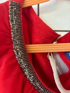 Red Dress Embellished Neckline