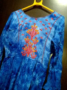 Blue Embroidery Kurti 🔷