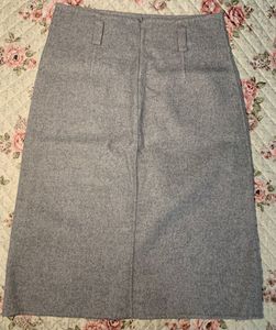 Gray Wool Blend Pencil Skirt