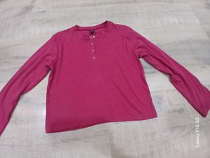 Burgundy Long Sleeve Henley Shirt