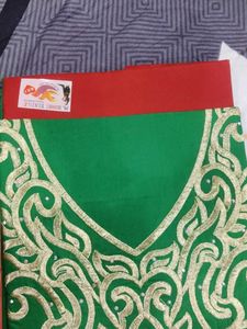 Neck Embroidery Green -Red Suit