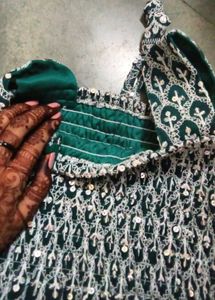 Green &amp; White Smocked Sun Dress