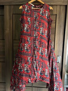 Red Printed Fish cut kurta