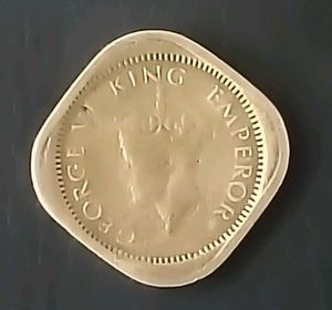 Vintage 1943 Indian 1/2 Anna Coin