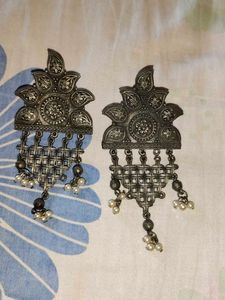 Oxidized Silver Ethnic Earrings