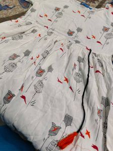 White Birdcage Print Dress