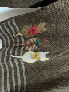 Cute Cat Embroidery Brown Sweater