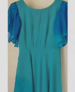 Blue Ombre Chiffon Maxi Dress