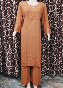 Chikankari Lakhnowi Rayon Kurti Set