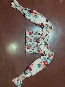 Floral Print Smocked Crop Top