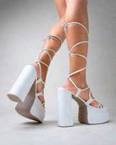 White Tie Up / Tied Platform Heels 🤍