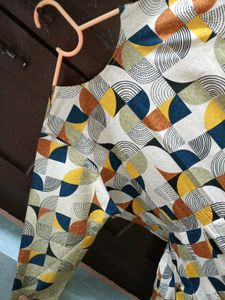 New Geometric Print Long Sleeve Anarkali kurti