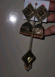 Jhumka Earrings with Chain