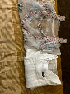 White Anarkali Dress With Jacket