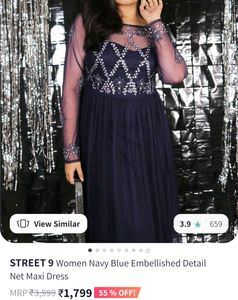 STREET 9 Navy Blue Embellished Maxi Dress