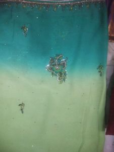 Green Ombre Beaded Saree