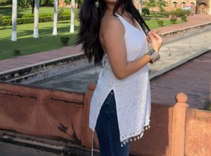 white backless kurti