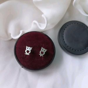Pure Silver Owl Stud