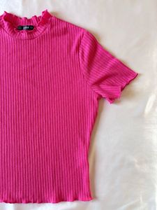 Shein Barbie Pink Ribbed Top