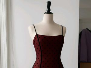 Maroon Polka Dot Mini Dress