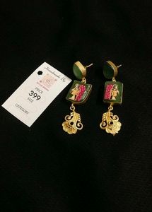 Handpainted Rajputi Princess Portrait Earring