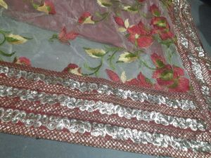 Designer Maroon Sares With Stiched 3/4blouse