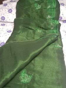 Elegant Green Embellished Saree
