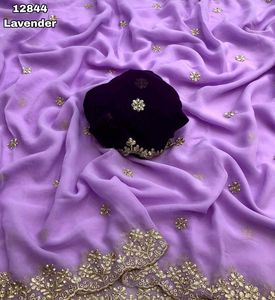 Elegant Purple Embellished Saree