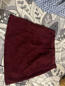 Burgundy Corduroy Mini Skirt
