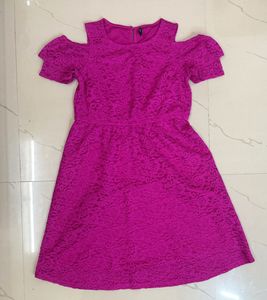 Hot Pink Cold Shoulder Dress