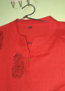 Red Hand Block Print Kurta