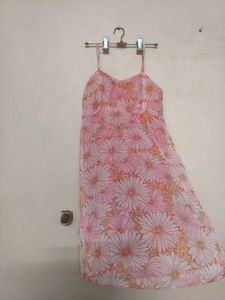 Strip Backless Floral Dress