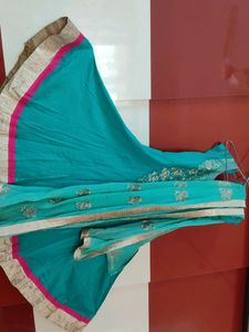 Anarkali With Gold Colour Embroidery Work