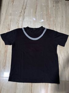 Black T-Shirt with Gray Trim