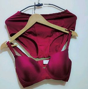 Burdundy Color 34 Bust Bra &amp; 32 Waist Panty Set