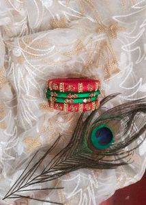 Red And Green Silk Thread Bangles ✨