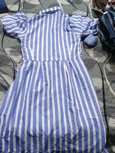 Striped Long Flaired Dress