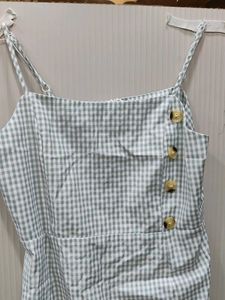 Gingham Mini Dress with Buttons