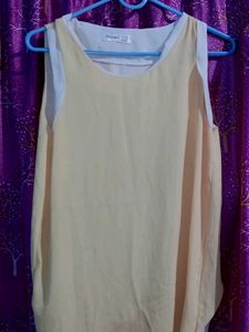 Yellow &amp; White Half Sleeveless Top