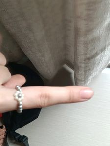 BEADED SILVER FLOWER RING