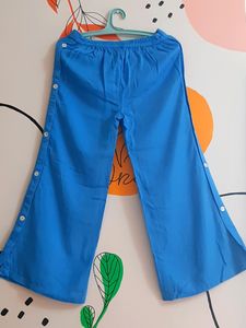 Blue Palazzo Pant With Cotton Belt