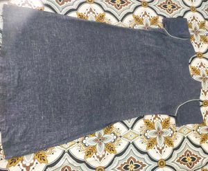 Denim Print Embroidered Cotton Kurti M-l