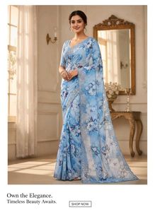 Elegant Blue Floral Saree