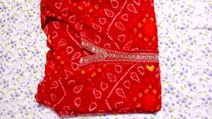 Red Bandhani  suit set with sare