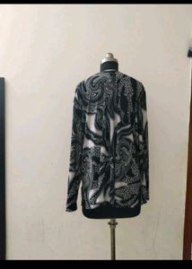 Patterned Long Sleeve plus size Top