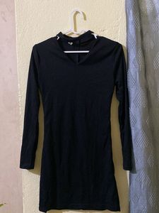 Black Long Sleeve Mini Dress